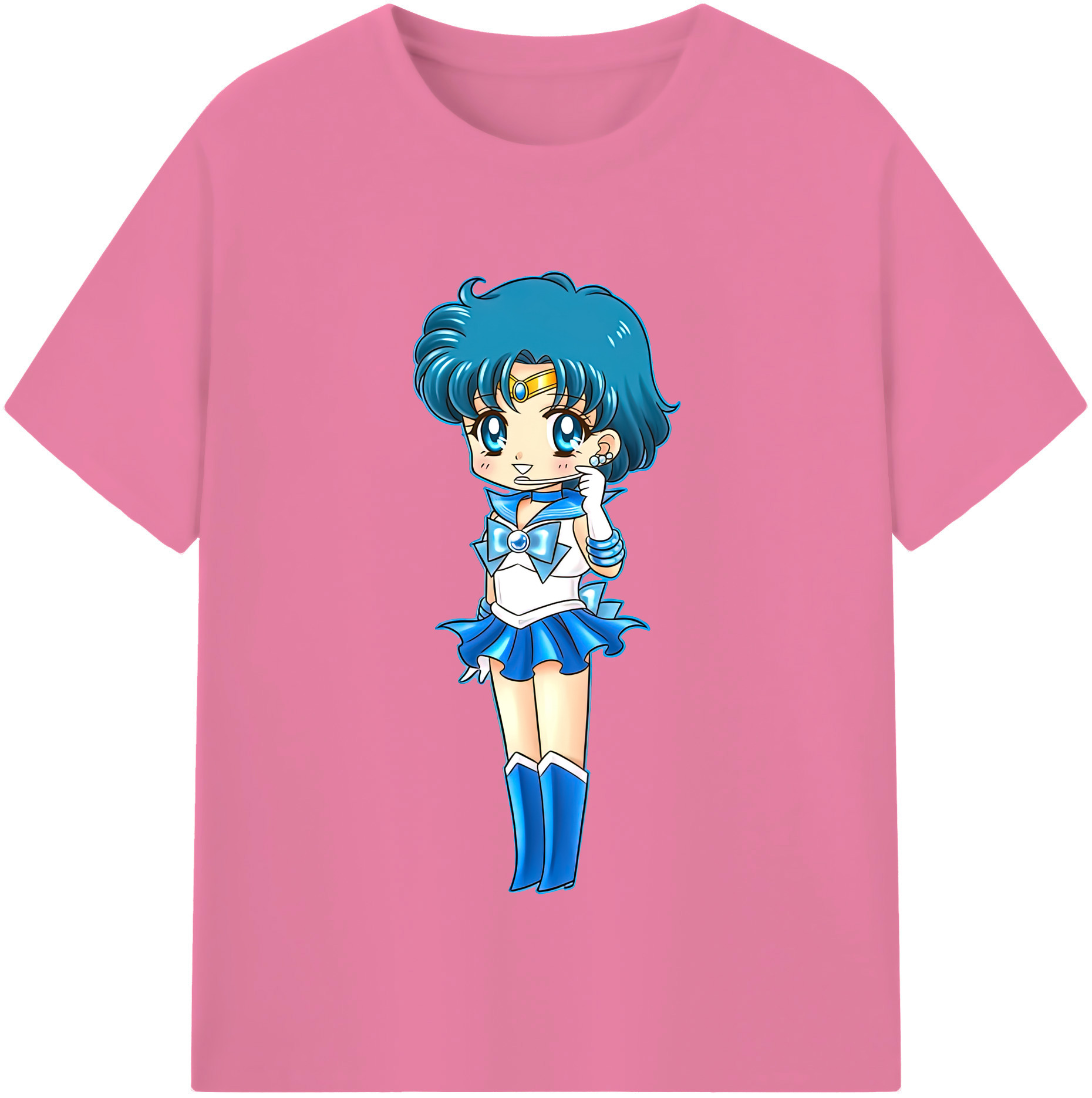 （画像用） 美少女戦士セーラームーン 水野 亜美 みずの あみ Sailor Moon Mizuno Ami 綿100％半袖Tシャツ（フロントプリント）